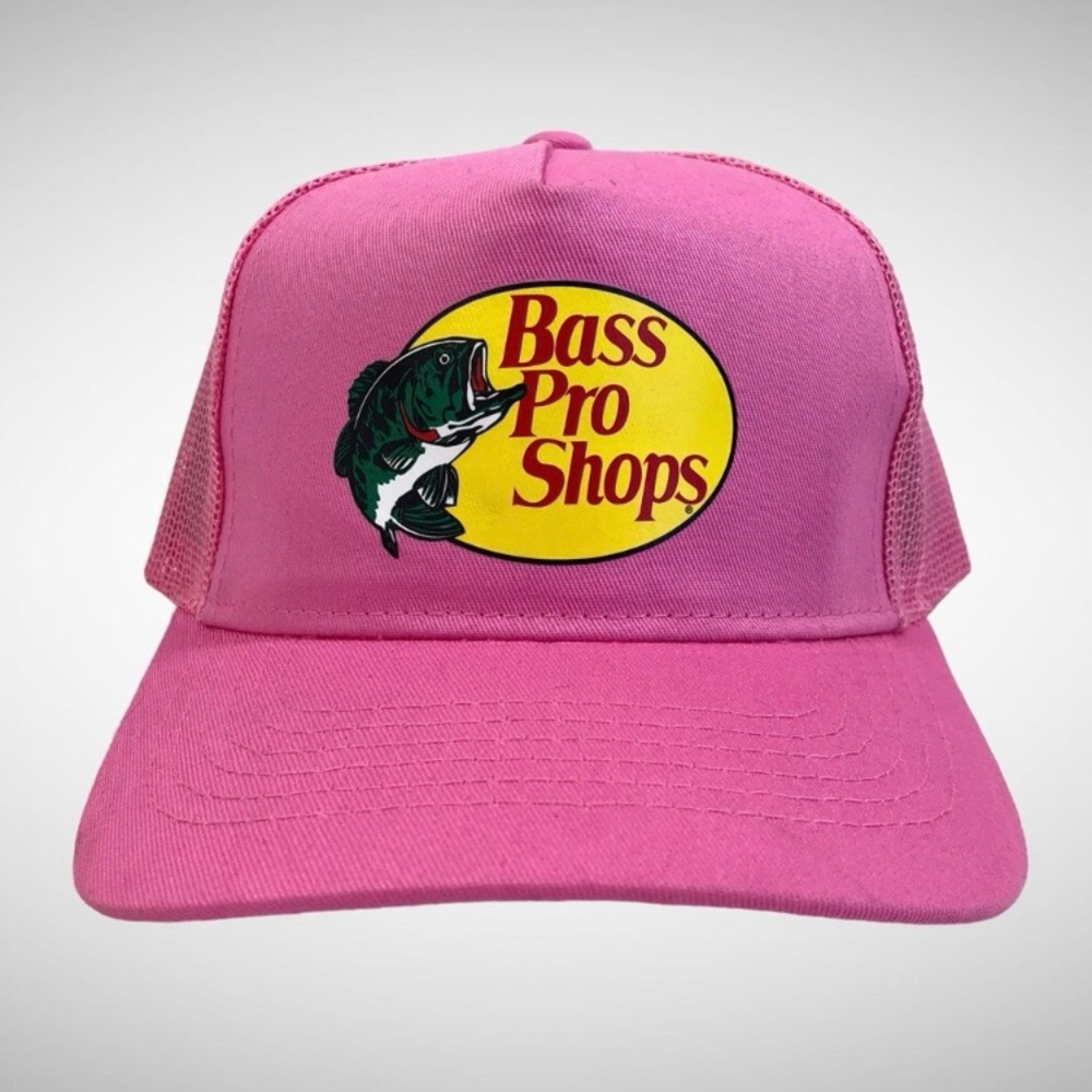 Bass Pro Shops Printed Pink Trucker Mesh Cap Snapback Hat!